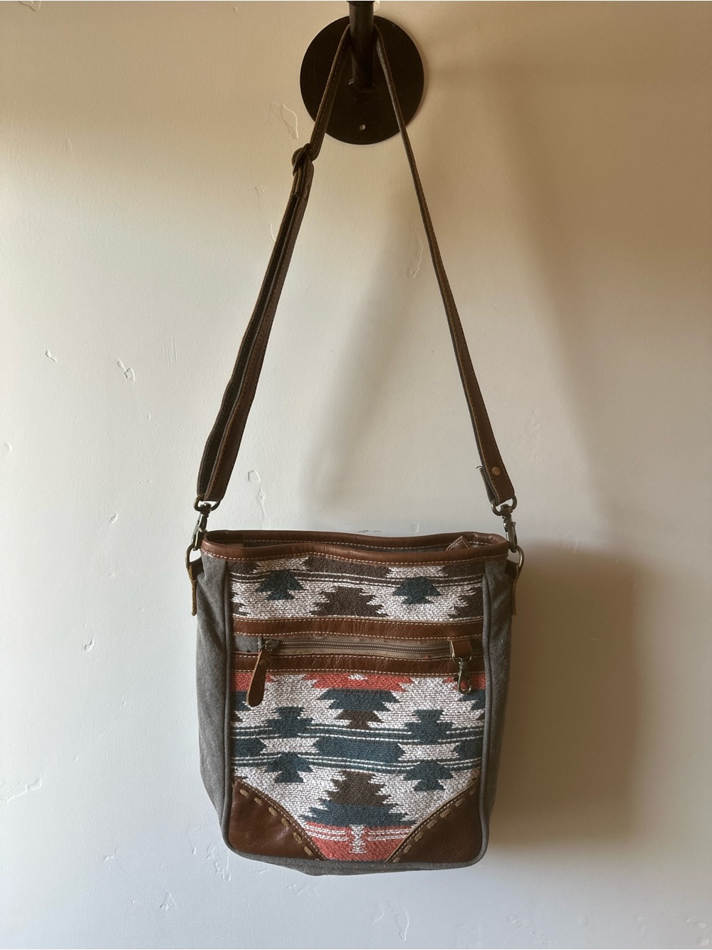 Myra Bag Brown & Gray Southwestern Crossbody Shoulder Bag